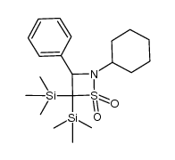 2-cyclohexyl-3-phenyl-4,4-bis(trimethylsilyl)-1,2-thiazetidine 1,1-dioxide Structure