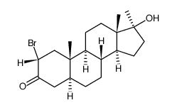 2α-bromo-17β-hydroxy-17α-methyl-5α-androstan-3-one Structure