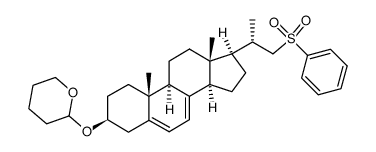 22-phenylsulfonyl-3β-(2H-tetrahydropyran-2-yloxy)-23,24-bisnorchola-5,7-diene结构式