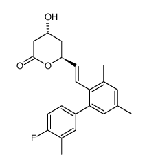 (+)-(4R,6S)-(E)-6-<2-(4'-fluoro-3,3',5-trimethyl<1,1'-biphenyl>-2-yl)ethenyl>-4-hydroxy-3,4,5,6-tetrahydro-2H-pyran-2-one Structure