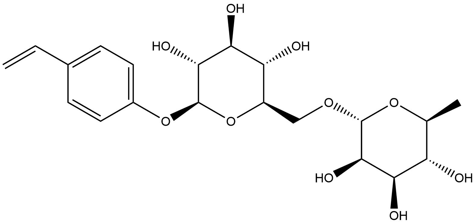 β-D-Glucopyranoside, 4-ethenylphenyl 6-O-(6-deoxy-α-L-mannopyranosyl)-结构式