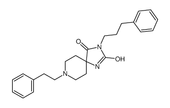 8-(2-phenylethyl)-3-(3-phenylpropyl)-1,3,8-triazaspiro[4.5]decane-2,4-dione结构式