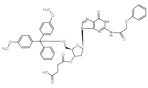 5'-o-(4,4'-dimethoxytrityl)-n2-phenoxyacetyl-2'-deoxyguanosine-3'-o-succinate Structure