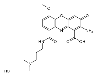 9-(3-dimethylaminopropylcarbamoyl)-2-amino-6-methoxy-1-carboxy-3H-3-oxophenoxazine hydrochloride Structure