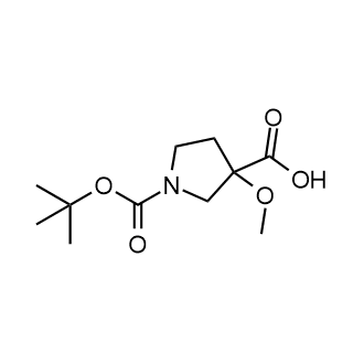 1-[(tert-Butoxy)carbonyl]-3-methoxypyrrolidine-3-carboxylic acid structure