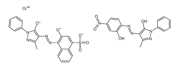 chromium(3+),hydron,5-methyl-4-[(4-nitro-2-oxidophenyl)diazenyl]-2-phenylpyrazol-3-olate,4-[(3-methyl-5-oxido-1-phenylpyrazol-4-yl)diazenyl]-3-oxidonaphthalene-1-sulfonate结构式