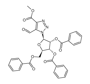 methyl 5-formyl-1-(2,3,5-tri-O-benzoyl-β-D-ribofuranosyl)-v-triazole-4-carboxylate Structure