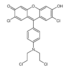 9-{4-[Bis-(2-chloro-ethyl)-amino]-phenyl}-2,7-dichloro-6-hydroxy-xanthen-3-one结构式