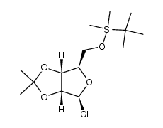 5-O-[(1,1-dimethylethyl)dimethylsilyl]-2,3-O-(1-methylethylidene)-β-D-ribofuranosyl chloride结构式