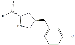 (2S,4R)-4-(3-chlorobenzyl)pyrrolidine-2-carboxylic acid结构式