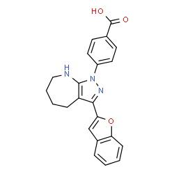 Benzoic acid, 4-[3-(2-benzofuranyl)-5,6,7,8-tetrahydropyrazolo[3,4-b]azepin-1(4H)-yl]- (9CI) structure