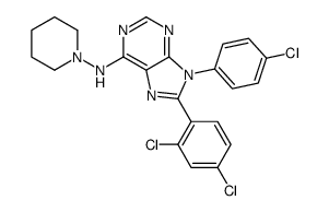 9-(4-Chlorophenyl)-8-(2,4-dichlorophenyl)-N-(1-piperidinyl)-9H-pu rin-6-amine Structure