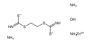 triazanium,zinc,2-(C-sulfidocarbonimidoyl)sulfanylethylsulfanylmethanimidothioate,hydroxide,sulfate Structure