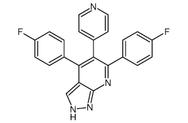 4,6-bis(4-fluorophenyl)-5-pyridin-4-yl-1H-pyrazolo[3,4-b]pyridine结构式