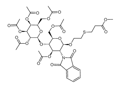 2-(2-methoxycarbonylethylthio)ethyl 3,6-di-O-acetyl-2-deoxy-2-phtalimido-4-O-(2,3,4,6-tetra-O-acetyl-β-D-galactopyranosyl)-β-D-glucopyranoside Structure