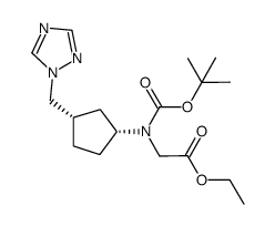 ethyl 2-[(3S,1R)-3-(1H-1,2,4-triazol-1-ylmethyl)-2-cyclopentyl-N-BOC-amino]acetate Structure