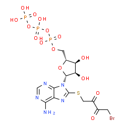 8-((4-bromo-2,3-dioxobutyl)thio)adenosine 5'-triphosphate structure