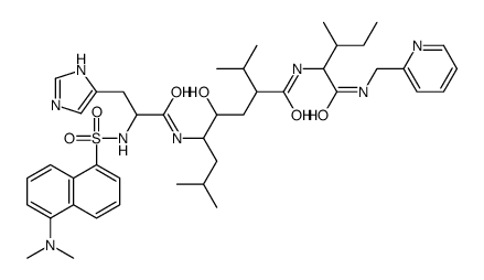 5-[[2-[[5-(dimethylamino)naphthalen-1-yl]sulfonylamino]-3-(1H-imidazol-5-yl)propanoyl]amino]-4-hydroxy-7-methyl-N-[3-methyl-1-oxo-1-(pyridin-2-ylmethylamino)pentan-2-yl]-2-propan-2-yloctanamide Structure