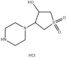 3-hydroxy-4-(piperazin-1-yl)-1lambda6-thiolane-1,1-dione dihydrochloride Structure