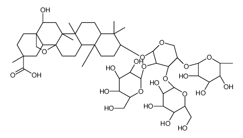 3-O-(rhamnopyranosyl-1-4-glucopyranosyl-1-2-(glucopyranosyl-1-4)-arabinopyranoside)-16-hydroxy-13,28-epoxyolean-29-oic acid结构式