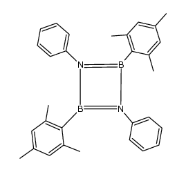 2,4-dimesityl-1,3-diphenyl-1,3,2,4-diazadiborete-1,3-diium-2,4-diuide Structure