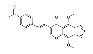 6-{[(E)-4-Acetyl-phenylimino]-methyl}-4,9-dimethoxy-furo[3,2-g]chromen-5-one结构式