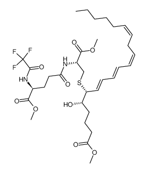 methyl (5S,6R,7E,9E,11Z,14Z)-5-hydroxy-6-(((R)-3-methoxy-2-((S)-5-methoxy-5-oxo-4-(2,2,2-trifluoroacetamido)pentanamido)-3-oxopropyl)thio)icosa-7,9,11,14-tetraenoate结构式