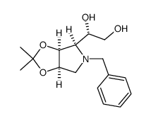 (2S,3S,4R)-N-benzyl-2-[(1'S)-1,2-dihydroxyethyl]-3,4-(isopropylidenedioxy)pyrrolidine Structure