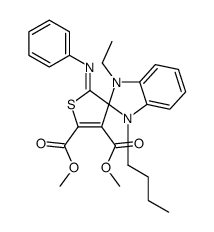 (Z)-DIMETHYL 1-BUTYL-3-ETHYL-2'-(PHENYLIMINO)-1,3-DIHYDRO-2'H-SPIRO[BENZO[D]IMIDAZOLE-2,3'-THIOPHENE]-4',5'-DICARBOXYLATE structure