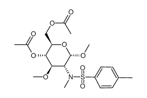 N-Methyl-N-tosyl-3-methyl-4,6-diacetyl-methyl-α-D-glucosaminid结构式