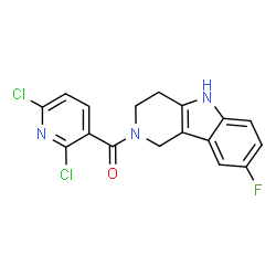 (2,6-dichloropyridin-3-yl)(8-fluoro-1,3,4,5-tetrahydro-2H-pyrido[4,3-b]indol-2-yl)methanone structure