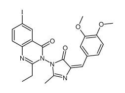 3-[(4Z)-4-[(3,4-dimethoxyphenyl)methylidene]-2-methyl-5-oxoimidazol-1-yl]-2-ethyl-6-iodoquinazolin-4-one结构式