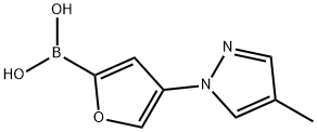 4-(4-Methyl-1H-pyrazol-1-yl)furan-2-boronic acid结构式