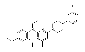 N-ethyl-4-[4-(3-fluorophenyl)-3,6-dihydro-2H-pyridin-1-yl]-6-methyl-N-(2-methylsulfanyl-4-propan-2-ylphenyl)pyrimidin-2-amine Structure