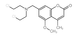 7-[bis(2-chloroethyl)aminomethyl]-5-methoxy-4-methyl-chromen-2-one structure