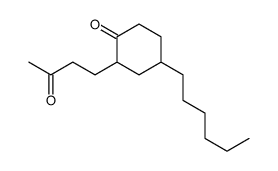 4-hexyl-2-(3-oxobutyl)cyclohexan-1-one结构式