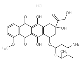 10-(4-Amino-5-iodo-6-methyl-oxan-2-yl)oxy-6,8,11-trihydroxy-8-(2-hydroxyacetyl)-1-methoxy-9,10-dihydro-7H-tetracene-5,12-dione Structure