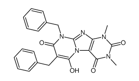 Pyrimido[2,1-f]purine-2,4,8(1H,3H,9H)-trione,6-hydroxy-1,3-dimethyl-7,9-bis(phenylmethyl)-结构式