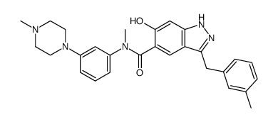 5-{N-[3-(4-methylpiperazin-1-yl)phenyl]-N-methylamino-carbonyl}-3-(3-methylbenzyl)-6-hydroxy-1H-indazole结构式