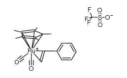 ((η5-pentamethylcyclopentadienyl)ruthenium(carbonyl)2(η2-styrene))(CF3SO3)结构式