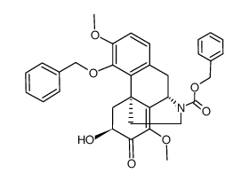 (6S,9S,13S)-8,14-Didehydro-4-(benzyloxy)-17-((benzyloxy)carbonyl)-6-hydroxy-3,8-dimethoxymorphinan-7-one结构式