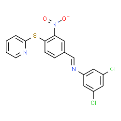 3,5-DICHLORO-N-([3-NITRO-4-(2-PYRIDINYLSULFANYL)PHENYL]METHYLENE)ANILINE structure