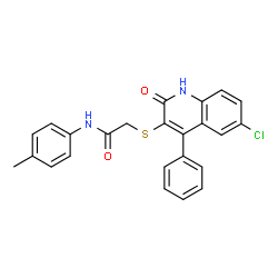 2-[(6-chloro-2-oxo-4-phenyl-1,2-dihydroquinolin-3-yl)sulfanyl]-N-(4-methylphenyl)acetamide structure