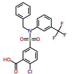 5-[BENZYL-(3-TRIFLUOROMETHYL-PHENYL)-SULFAMOYL]-2-CHLORO-BENZOIC ACID结构式