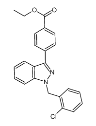 N-1-(2-chlorobenzyl)-3-(4-ethoxycarbonylphenyl)indazole结构式