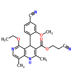 2-Cyanoethyl 4-(4-cyano-2-methoxyphenyl)-5-ethoxy-2,8-dimethyl-1,4-dihydro-1,6-naphthyridine-3-carboxylate Structure