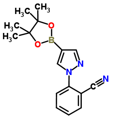 2-(4-(4, 4, 5, 5-四甲基-1, 3, 2-二氧硼杂环戊烷-2-基)-1H-吡唑-1-基)苯甲腈结构式