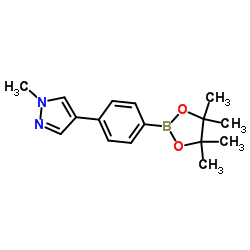 1-甲基-4-(4-(4,4,5,5-四甲基-1,3,2-二氧硼杂环戊烷-2-基)苯基)-1H-吡唑结构式