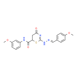 2-[(2E)-2-(4-methoxybenzylidene)hydrazinyl]-N-(3-methoxyphenyl)-4-oxo-5,6-dihydro-4H-1,3-thiazine-6-carboxamide结构式