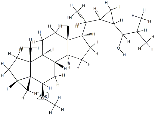 6β-Methoxy-3β,5α-cyclo-28,33-dinorgorgostan-24-ol结构式